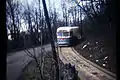 No. 21 Fineview streetcar rounds the curve on Hazelton Street.