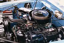 Shows the engine compartment with a "Go Package" 390 CID V8