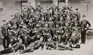 1st Battalion, 19th (1st Yorkshire North Riding&nbsp;–  Princess of Wales's Own) Regiment of Foot warrant officers and NCOs in Bermuda circa 1879-1880, wearing round forage caps and Glengarry caps
