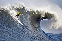 &nbsp;A surfer in the Pacific Ocean at the 2010 Mavericks competition, village of Princeton-by-the-Sea, northern California