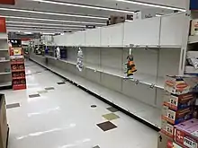 Panic buying at the Giant supermarket in Franklin Farm, Virginia, during the COVID-19 pandemic in March 2020