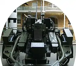 An Argentine Rheinmetall 20&nbsp;mm twin anti-aircraft cannon, Imperial War Museum.