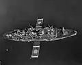 Floating helipads of the American hospital ship USS&nbsp;Haven&nbsp;(AH-12) waiting for helicopters to bring in Korean War wounded.
