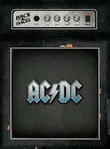 Black amp, with a square. Inside are the words "AC/DC".