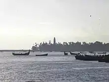 A distant view of Tangasseri Lighthouse from Kollam Port Road