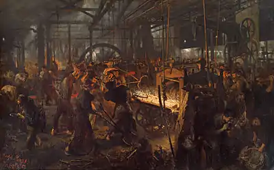 The Iron Rolling Mill; by Adolph von Menzel; 1875; oil on canvas; 153 x 253&nbsp;cm; Alte Nationalgalerie (Berlin, Germany)