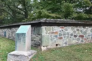 Stone Wall at Birmingham Friends Meetinghouse. Forward defenses of the American right wing.