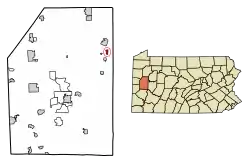 Location of Petrolia in Butler County, Pennsylvania.