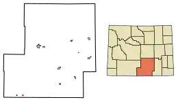 Location of Dixon in Carbon County, Wyoming.