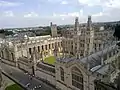 The south end of Catte Street as seen from the University Church of St Mary the Virgin.