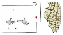 Location of Ashmore in Coles County, Illinois.