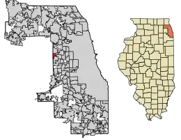 Location of Berkeley in Cook County, Illinois.