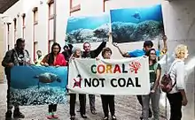 Image 24A protest against the Adani Carmichael mine, 2016 (from Environmental threats to the Great Barrier Reef)