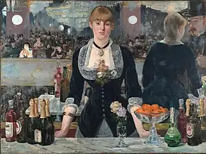 A Bar at the Folies-Bergère; by Édouard Manet; 1881–1882; oil on canvas; 0.96 × 1.30&nbsp;cm.; Courtauld Institute of Art (London)
