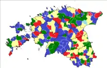 Image 17This is the divide of the different political parties in Estonia where in the 2013 elections, over 133,000 people (roughly 21.2% of participating voters) voted over the Internet. The 2013 elections were also the first elections to allow vote verification with mobile devices. (from Politics and technology)