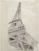 Robert Delaunay, 1926–1928, Eiffel Tower, Conté crayon on paper, 62.3 × 47.5&nbsp;cm, Solomon R. Guggenheim Museum, New York, The Hilla Rebay Collection