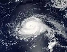 Visible satellite imagery of Hurricane Gaston nearing major hurricane intensity on August&nbsp;28