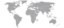 Map indicating locations of Grenada and North Korea