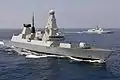 HMS&nbsp;Defender alongside Provence on 1 February 2016.