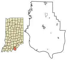 Location of New Amsterdam in Harrison County, Indiana.