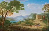 Classical Landscape with Figures Seated before a Tempietto; 1748, oil on canvas, 48 × 72 cm, private collection.