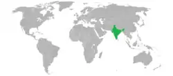 Map indicating locations of  India  and  Kuwait