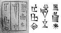Ishtup-Ilum cuneiform inscription on the statue: "Ishtup-Ilum, Shakkanakku of Mari" (𒅖𒁾𒀭 𒄊𒀴 𒈠𒌷𒆠 Ishtup-Ilum Shakkanakku Mari-ki)