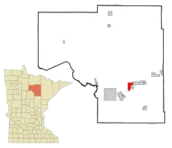 Location of the city of Colerainewithin Itasca County, Minnesota