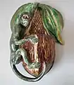 Coloured glazes palissy majolica wall pocket.