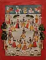 Raslila of Krishna with Radha and gopis