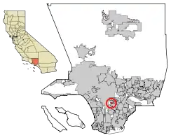 Location of Walnut Park in Los Angeles County, California.