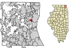 Location of Park City in Lake County, Illinois.