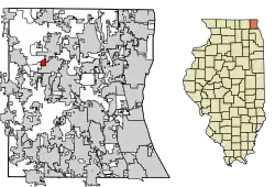 Location of Round Lake Heights in Lake County, Illinois.