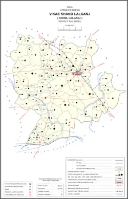 Map showing Behta Kalan (#802) in Lalganj CD block