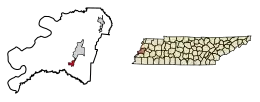 Location of Henning in Lauderdale County, Tennessee.