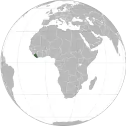 Location of&nbsp;Liberia&nbsp;(dark green)