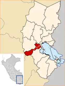 Location of San Román in the Puno Region