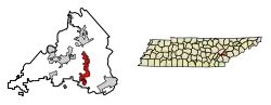 Location of Tellico Village within Loudon County, Tennessee
