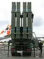 A MAN SX45 8x8 10-ton IRIS-T SLM launcher rear