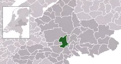 Highlighted position of Arnhem in a municipal map of Gelderland