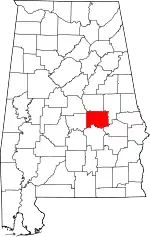 Map of Alabama highlighting Elmore County