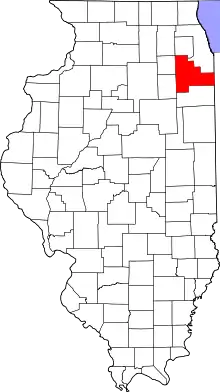 Map of Illinois highlighting Will County