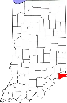 Map of Indiana highlighting Switzerland County