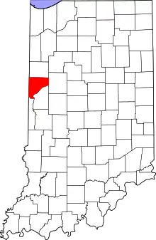 Map of Indiana highlighting Warren County