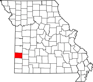 Map of Missouri highlighting Barton County