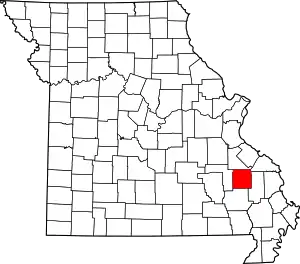 Map of Missouri highlighting Madison County