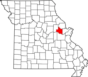 Map of Missouri highlighting Warren County