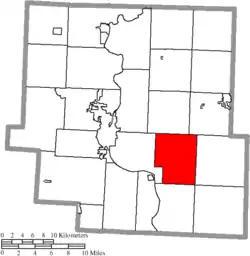 Location of Salt Creek Township in Muskingum County