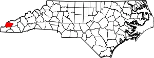 Map of North Carolina highlighting Graham County