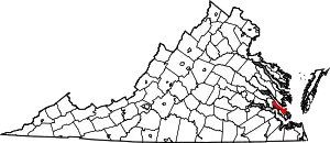 Map of Virginia highlighting York County